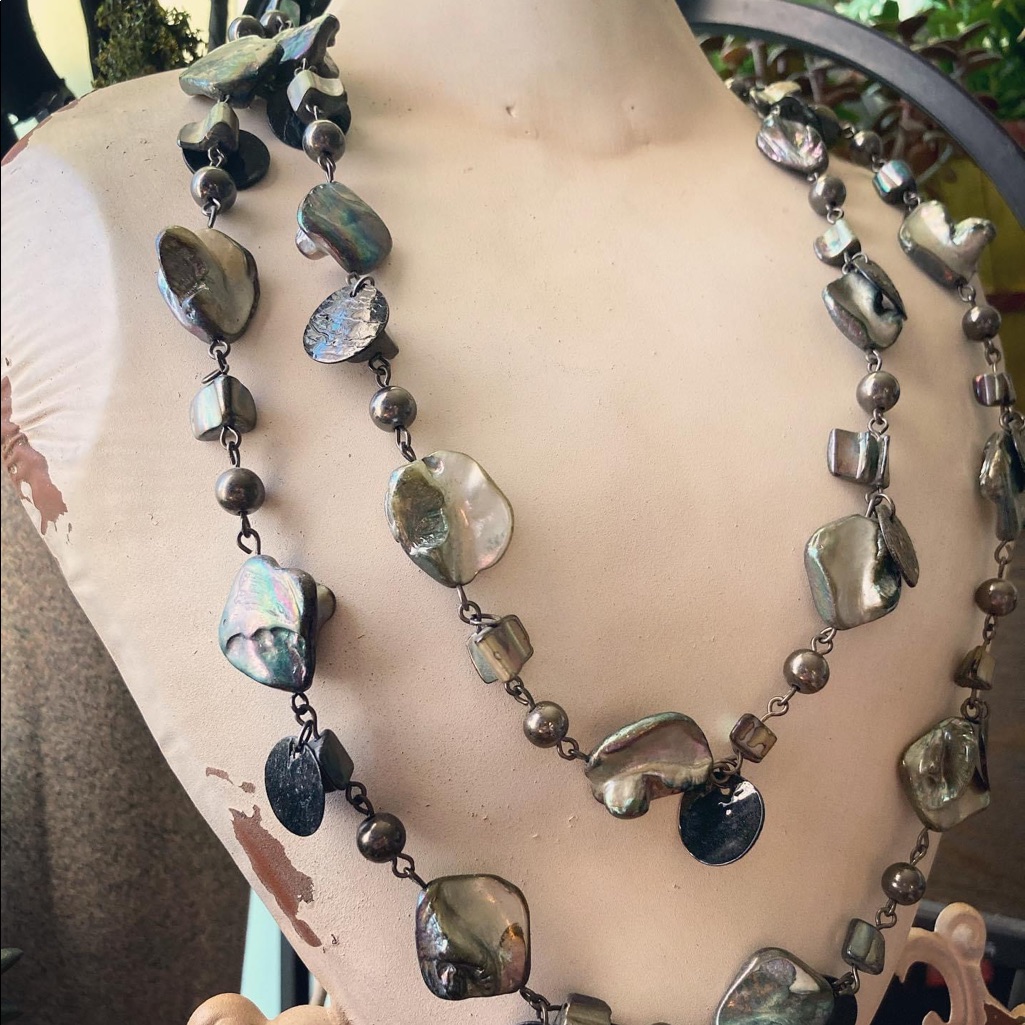 Iridescent Gemstone And Pearl Necklace